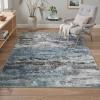 GENIMO 5×7 Vintage Floral Area Rug, Soft Microfiber Washable Rug with Non-Slip Backing, Beige Carpet for Living Room, Bedroom and Dining Room(Teal Blue)