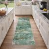 GENIMO 5×7 Vintage Floral Area Rug, Soft Microfiber Washable Rug with Non-Slip Backing, Beige Carpet for Living Room, Bedroom and Dining Room(Turquoise)