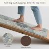 GENIMO Anti Fatigue Kitchen Mats for Floor, Cushioned Non Slip Kitchen Rug, Waterproof Kitchen Floor Mat Runner, Kitchen Mat for Laundry, Sink, Office, Entryway, 17.3″x47″+17.3″x30″, Brown(Light Blue)