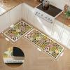 GENIMO Anti Fatigue Kitchen Mats for Floor, Cushioned Non Slip Kitchen Rug, Waterproof Kitchen Floor Mat Runner, Kitchen Mat for Laundry, Sink, Office, Entryway, 17.3″x47″+17.3″x30″, Brown(A.green)