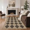 GENIMO Indoor Outdoor Area Rug 5’x8′, Checkered Easy Jute Rug Machine Washable, Easy-Cleaning, Non Slip Plaid Outdoor Carpet for Patio, Living Room, Backyard, Porch, Deck, Balcony(Smooth Diamond)