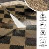 GENIMO Indoor Outdoor Area Rug 5’x8′, Checkered Easy Jute Rug Machine Washable, Easy-Cleaning, Non Slip Plaid Outdoor Carpet for Patio, Living Room, Backyard, Porch, Deck, Balcony(Diamond Brown)