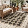 GENIMO Indoor Outdoor Area Rug 5’x8′, Checkered Easy Jute Rug Machine Washable, Easy-Cleaning, Non Slip Plaid Outdoor Carpet for Patio, Living Room, Backyard, Porch, Deck, Balcony(Zigzag Diamond)