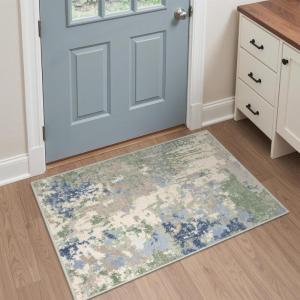 GENIMO 2X3 Washable Modern Doormat, Non-Slip Low Pile Chenille Area Rug, Small Entry Mat for Entrance Hallway Kitchen Bathroom, Sage Mist