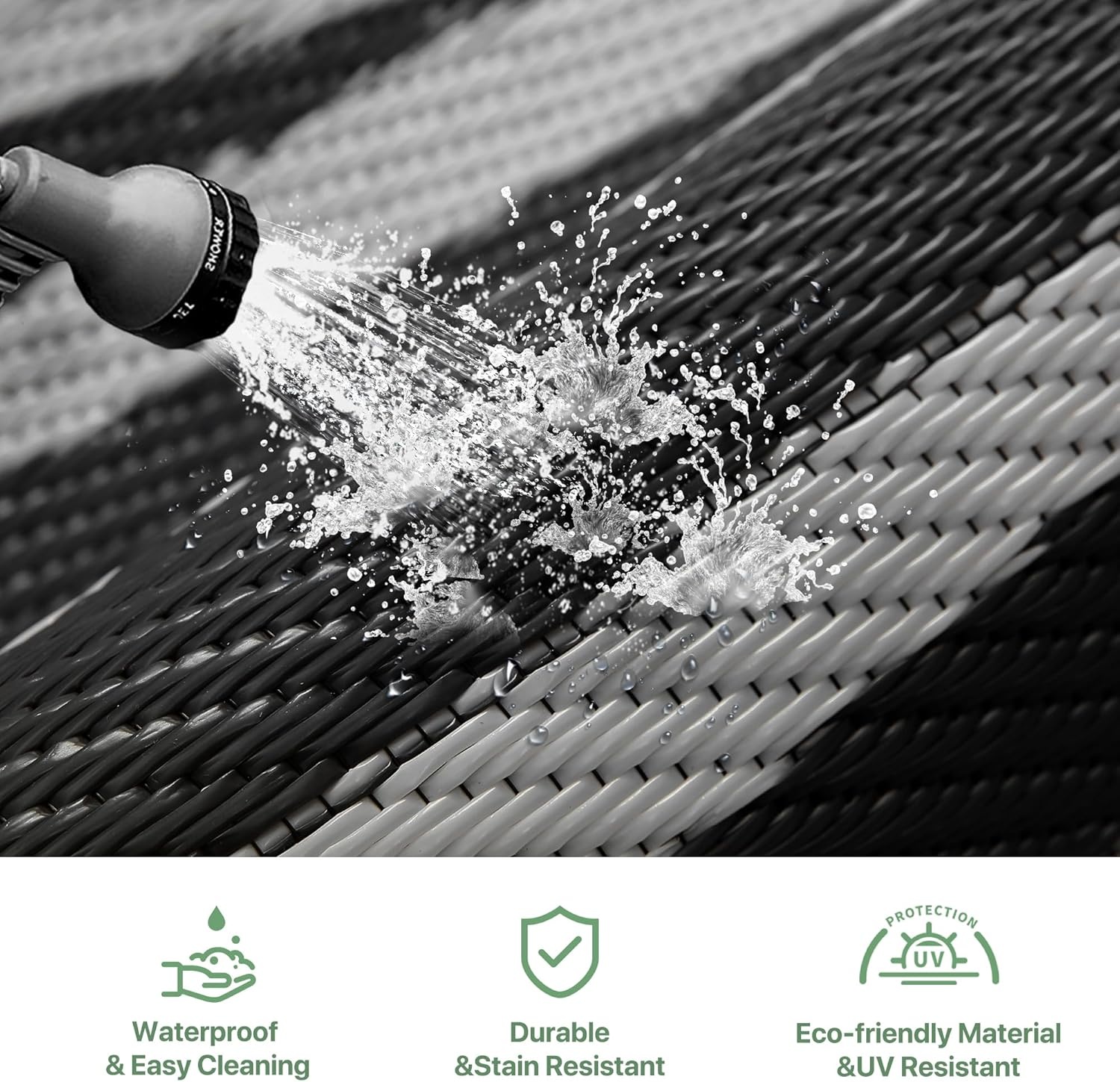 imageGENIMO Outdoor Rug Waterproof 6x9 for Patio Foldable Reversible Plastic Straw Carpet for Travel Trailers Outside Area Mat for Rv Deck Picnic Porch Camper Balcony Beach Purple amp GreyBlack Grey Natural