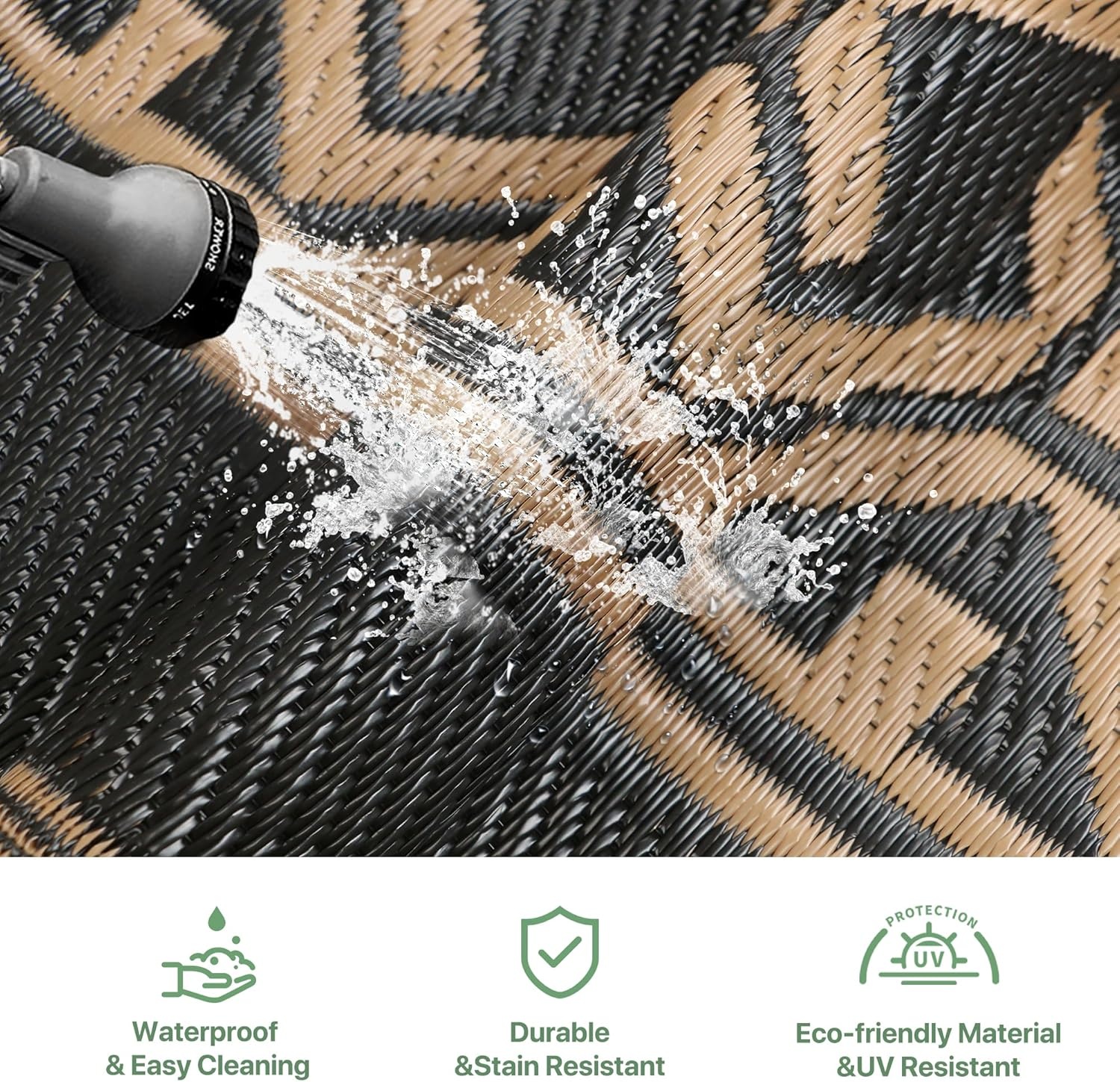 imageGENIMO Outdoor Rug Waterproof 6x9 for Patio Foldable Reversible Plastic Straw Carpet for Travel Trailers Outside Area Mat for Rv Deck Picnic Porch Camper Balcony Beach Purple amp GreyBlack Brownn
