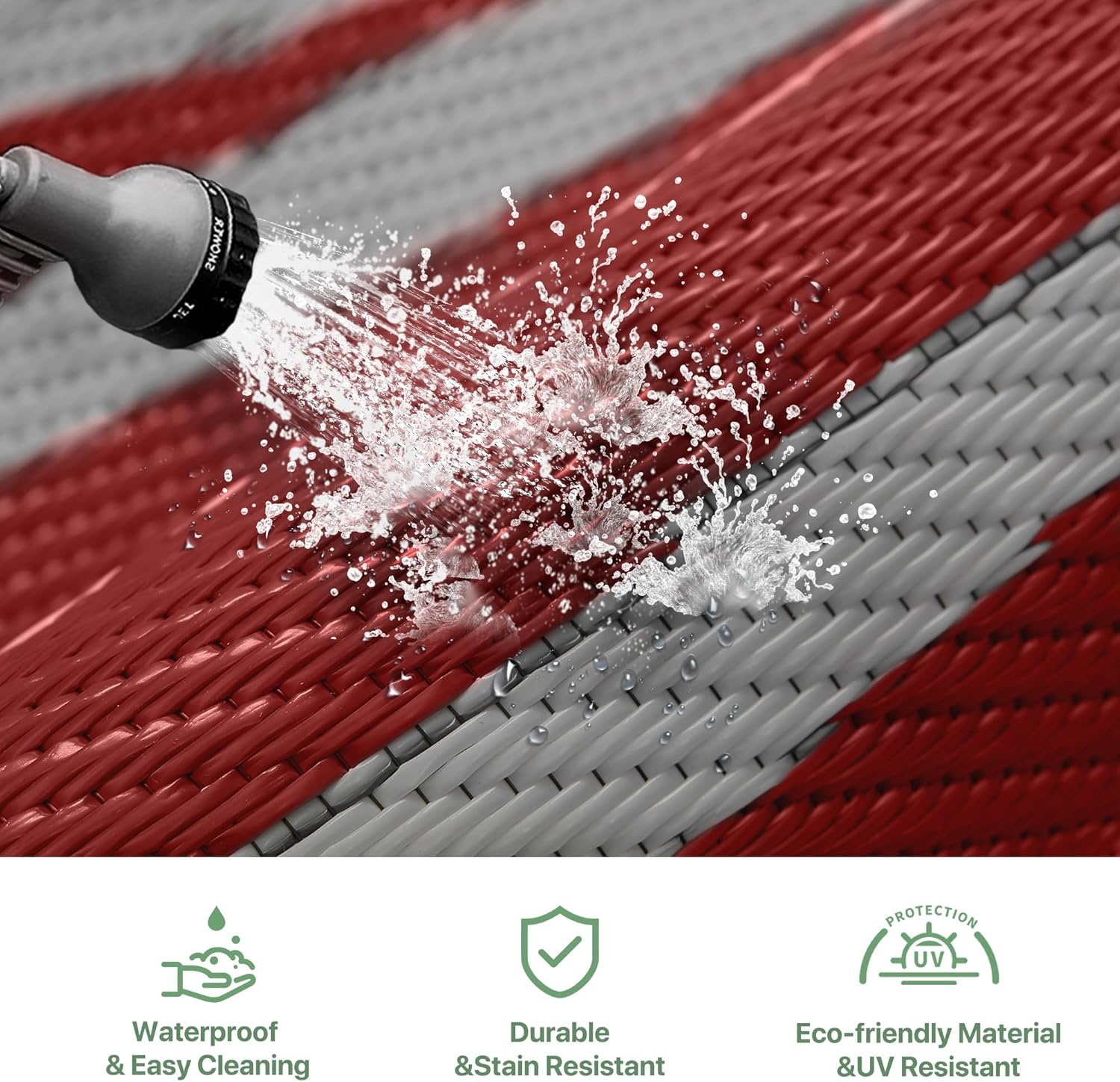 imageGENIMO Outdoor Rug Waterproof 6x9 for Patio Foldable Reversible Plastic Straw Carpet for Travel Trailers Outside Area Mat for Rv Deck Picnic Porch Camper Balcony Beach Purple amp GreyRed Grey Natural