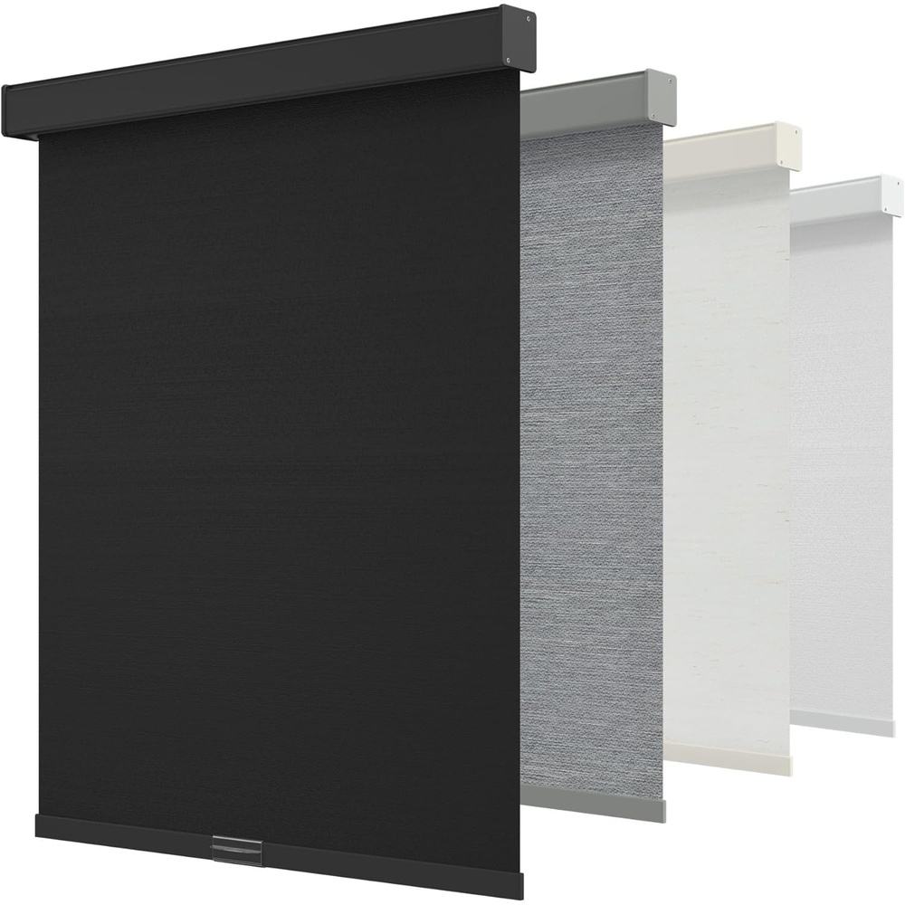 imageGENIMO 100 Blackout Roller Window Shades Window Blinds Cordless with Thermal Insulated UV Protection Fabric Mini French Door Blinds for Home Bedroom Office White 70 W X 72 HBlackaluminum Cover