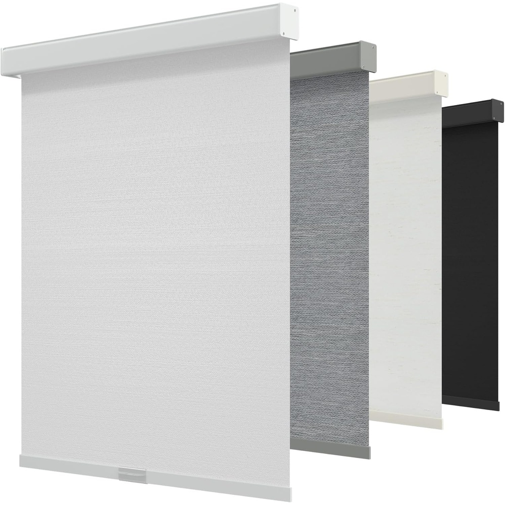 imageGENIMO 100 Blackout Roller Window Shades Window Blinds Cordless with Thermal Insulated UV Protection Fabric Mini French Door Blinds for Home Bedroom Office White 70 W X 72 HWhitealuminum Cover