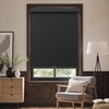 GENIMO 100% Blackout Roller Window Shades, Window Blinds Cordless with Thermal Insulated, UV Protection Fabric, Mini French Door Blinds for Home, Bedroom, Office, White, 70″ W X 72″ H(Black（aluminum Cover）)
