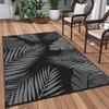 GENIMO Outdoor Rug 6′ x 9′ Waterproof for Patio Clearance, Reversible Plastic Straw Camping Mat, Lightweight Carpet for Rv, Camper, Deck, Porch, Picnic, Balcony, Beach, K.Blue & White(Black & Grey | Waterproof)