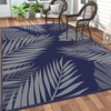 GENIMO Outdoor Rug 6′ x 9′ Waterproof for Patio Clearance, Reversible Plastic Straw Camping Mat, Lightweight Carpet for Rv, Camper, Deck, Porch, Picnic, Balcony, Beach, K.Blue & White(Navy Blue & Grey | Waterproof)