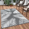 GENIMO Outdoor Rug 6′ x 9′ Waterproof for Patio Clearance, Reversible Plastic Straw Camping Mat, Lightweight Carpet for Rv, Camper, Deck, Porch, Picnic, Balcony, Beach, K.Blue & White(Grey & White | Waterproof)