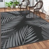 GENIMO Outdoor Rug 6′ x 9′ Waterproof for Patio Clearance, Reversible Plastic Straw Camping Mat, Lightweight Carpet for Rv, Camper, Deck, Porch, Picnic, Balcony, Beach, K.Blue & White(Black & Grey | Waterproof)