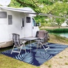 GENIMO Outdoor Rug 6′ x 9′ Waterproof for Patio Clearance, Reversible Plastic Straw Camping Mat, Lightweight Carpet for Rv, Camper, Deck, Porch, Picnic, Balcony, Beach, K.Blue & White(Navy Blue & Baby Blue | Waterproof)