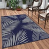 GENIMO Outdoor Rug 6′ x 9′ Waterproof for Patio Clearance, Reversible Plastic Straw Camping Mat, Lightweight Carpet for Rv, Camper, Deck, Porch, Picnic, Balcony, Beach, K.Blue & White(Navy Blue & Grey | Waterproof)