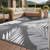 GENIMO Outdoor Rug 6′ x 9′ Waterproof for Patio Clearance, Reversible Plastic Straw Camping Mat, Lightweight Carpet for Rv, Camper, Deck, Porch, Picnic, Balcony, Beach, K.Blue & White(Grey & White | Waterproof)
