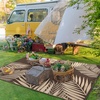 GENIMO Outdoor Rug 6′ x 9′ Waterproof for Patio Clearance, Reversible Plastic Straw Camping Mat, Lightweight Carpet for Rv, Camper, Deck, Porch, Picnic, Balcony, Beach, K.Blue & White(Coffee & Beige | Waterproof)