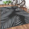 GENIMO Outdoor Rug 6′ x 9′ Waterproof for Patio Clearance, Reversible Plastic Straw Camping Mat, Lightweight Carpet for Rv, Camper, Deck, Porch, Picnic, Balcony, Beach, K.Blue & White(Black & Grey | Waterproof)