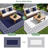 GENIMO Outdoor Rug Waterproof 6’x9′ for Patio, Foldable Reversible Plastic Straw Carpet for Travel Trailers, Outside Area Mat for Rv, Deck, Picnic, Porch, Camper, Balcony, Beach, Purple & Grey(Navy Blue & White | Natural)