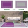 GENIMO Outdoor Rug Waterproof 6’x9′ for Patio, Foldable Reversible Plastic Straw Carpet for Travel Trailers, Outside Area Mat for Rv, Deck, Picnic, Porch, Camper, Balcony, Beach, Purple & Grey(Purple & Grey | Natural)