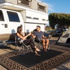 GENIMO Outdoor Rug Waterproof 6’x9′ for Patio, Foldable Reversible Plastic Straw Carpet for Travel Trailers, Outside Area Mat for Rv, Deck, Picnic, Porch, Camper, Balcony, Beach, Purple & Grey(Black & Orange)