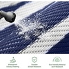 GENIMO Outdoor Rug Waterproof 6’x9′ for Patio, Foldable Reversible Plastic Straw Carpet for Travel Trailers, Outside Area Mat for Rv, Deck, Picnic, Porch, Camper, Balcony, Beach, Purple & Grey(Navy Blue & White | Natural)