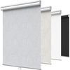GENIMO 100% Blackout Roller Window Shades, Window Blinds Cordless with Thermal Insulated, UV Protection Fabric, Mini French Door Blinds for Home, Bedroom, Office, White, 70″ W X 72″ H(Light Grey)