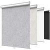 GENIMO 100% Blackout Roller Window Shades, Window Blinds Cordless with Thermal Insulated, UV Protection Fabric, Mini French Door Blinds for Home, Bedroom, Office, White, 70″ W X 72″ H(Grey)