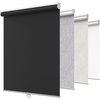 GENIMO 100% Blackout Roller Window Shades, Window Blinds Cordless with Thermal Insulated, UV Protection Fabric, Mini French Door Blinds for Home, Bedroom, Office, White, 70″ W X 72″ H(Black)