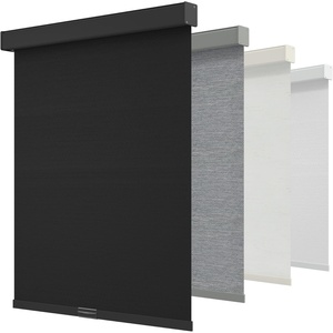 GENIMO 100% Blackout Roller Window Shades, Window Blinds Cordless with Thermal Insulated, UV Protection Fabric, Mini French Door Blinds for Home, Bedroom, Office, White, 70″ W X 72″ H(Black（aluminum Cover）)