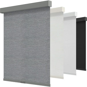 GENIMO 100% Blackout Roller Window Shades, Window Blinds Cordless with Thermal Insulated, UV Protection Fabric, Mini French Door Blinds for Home, Bedroom, Office, White, 70″ W X 72″ H(Grey（aluminum Cover）)