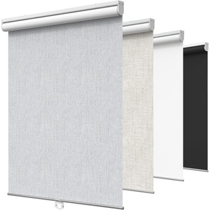GENIMO 100% Blackout Roller Window Shades, Window Blinds Cordless with Thermal Insulated, UV Protection Fabric, Mini French Door Blinds for Home, Bedroom, Office, White, 70″ W X 72″ H(Light Grey)