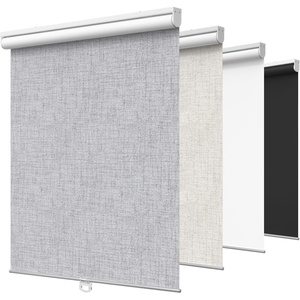 GENIMO 100% Blackout Roller Window Shades, Window Blinds Cordless with Thermal Insulated, UV Protection Fabric, Mini French Door Blinds for Home, Bedroom, Office, White, 70″ W X 72″ H(Grey)