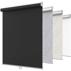 GENIMO 100% Blackout Roller Window Shades, Window Blinds Cordless with Thermal Insulated, UV Protection Fabric, Mini French Door Blinds for Home, Bedroom, Office, White, 70″ W X 72″ H(Black)
