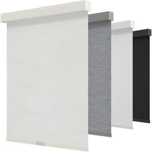 GENIMO 100% Blackout Roller Window Shades, Window Blinds Cordless with Thermal Insulated, UV Protection Fabric, Mini French Door Blinds for Home, Bedroom, Office, White, 70″ W X 72″ H(Linen Beige（aluminum Cover）)