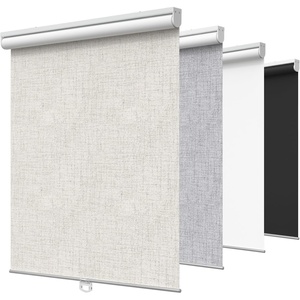 GENIMO 100% Blackout Roller Window Shades, Window Blinds Cordless with Thermal Insulated, UV Protection Fabric, Mini French Door Blinds for Home, Bedroom, Office, White, 70″ W X 72″ H(Ivory White)
