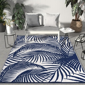 GENIMO Outdoor Rug 6′ x 9′ Waterproof for Patio Clearance, Reversible Plastic Straw Camping Mat, Lightweight Carpet for Rv, Camper, Deck, Porch, Picnic, Balcony, Beach, K.Blue & White(A.blue & White)