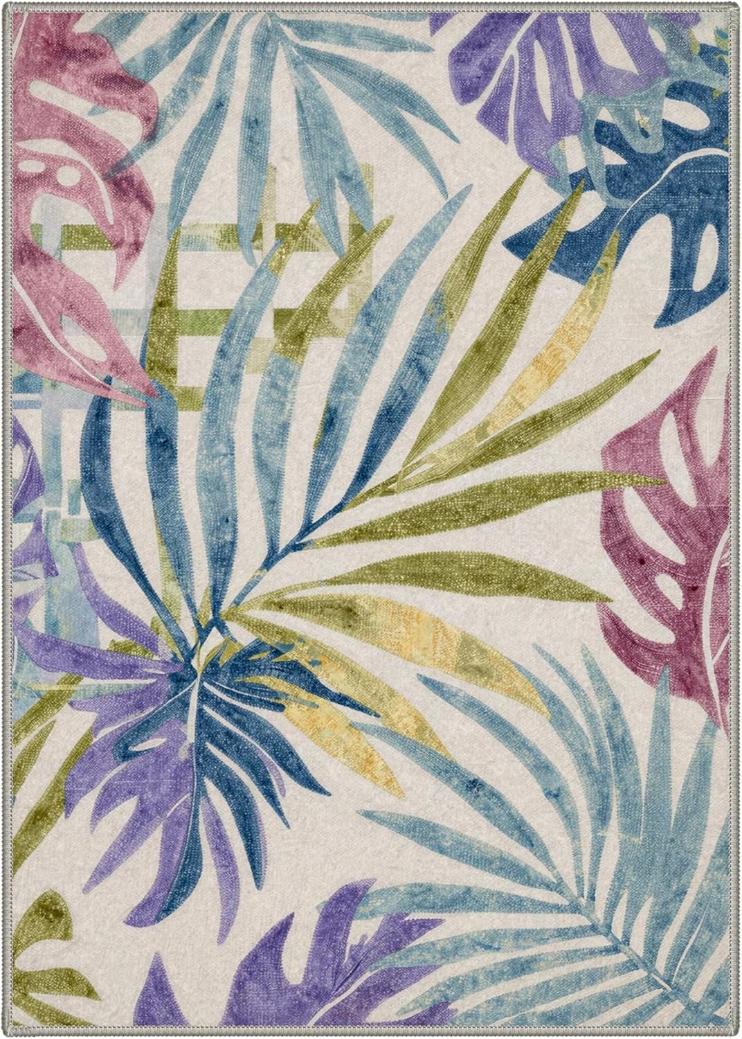 image:imageGENIMO 5X7 Area Rugs for Living Room Machine Washable Modern Botanical Non Slip Low Pile Soft Rugs Vintage Floral Carpet for Bedroom Dining Room Home Office Warm BeigeMuted Pastel