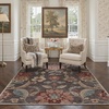 GENIMO 5X7 Area Rugs for Living Room Machine Washable, Modern Botanical Non Slip Low Pile Soft Rugs, Vintage Floral Carpet for Bedroom Dining Room, Home Office, Warm Beige(Dusty Taupe)