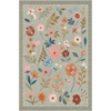 GENIMO 5X7 Area Rugs for Living Room Machine Washable, Modern Botanical Non Slip Low Pile Soft Rugs, Vintage Floral Carpet for Bedroom Dining Room, Home Office, Warm Beige(Muted Sage)