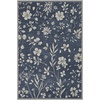 GENIMO 5X7 Area Rugs for Living Room Machine Washable, Modern Botanical Non Slip Low Pile Soft Rugs, Vintage Floral Carpet for Bedroom Dining Room, Home Office, Warm Beige(Muted Navy)