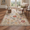 GENIMO 5X7 Area Rugs for Living Room Machine Washable, Modern Botanical Non Slip Low Pile Soft Rugs, Vintage Floral Carpet for Bedroom Dining Room, Home Office, Warm Beige(Warm Beige-1)