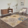 GENIMO 5X7 Area Rugs for Living Room Machine Washable, Modern Botanical Non Slip Low Pile Soft Rugs, Vintage Floral Carpet for Bedroom Dining Room, Home Office, Warm Beige(Warm Beige-2)