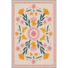 GENIMO 5X7 Area Rugs for Living Room Machine Washable, Modern Botanical Non Slip Low Pile Soft Rugs, Vintage Floral Carpet for Bedroom Dining Room, Home Office, Warm Beige(Dusty Blush)