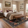 GENIMO 5X7 Area Rugs for Living Room Machine Washable, Modern Botanical Non Slip Low Pile Soft Rugs, Vintage Floral Carpet for Bedroom Dining Room, Home Office, Warm Beige(Black)