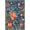 GENIMO 5X7 Area Rugs for Living Room Machine Washable, Modern Botanical Non Slip Low Pile Soft Rugs, Vintage Floral Carpet for Bedroom Dining Room, Home Office, Warm Beige(Navy Blue)