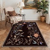 GENIMO 5X7 Area Rugs for Living Room Machine Washable, Modern Botanical Non Slip Low Pile Soft Rugs, Vintage Floral Carpet for Bedroom Dining Room, Home Office, Warm Beige(Deep Brown)
