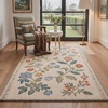 GENIMO 5X7 Area Rugs for Living Room Machine Washable, Modern Botanical Non Slip Low Pile Soft Rugs, Vintage Floral Carpet for Bedroom Dining Room, Home Office, Warm Beige(Creamy Beige)