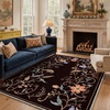 GENIMO 5X7 Area Rugs for Living Room Machine Washable, Modern Botanical Non Slip Low Pile Soft Rugs, Vintage Floral Carpet for Bedroom Dining Room, Home Office, Warm Beige(Deep Brown)